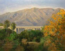 Arroyo Seco Fall - Pasadena Colorado Street Bridge oil painting art for sale