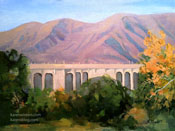 Autumn at Colorado Street Bridge oil painting Pasadena
