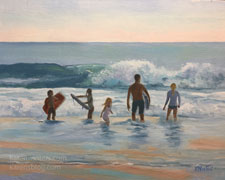 Beach family commissioned oil painting 