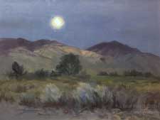Bishop moonrise Owens Valley eastern sierra nocturne sunset oil painting