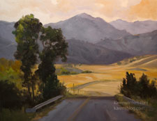 California Backroads oil painting Central Coast Nacimiento Ferguson Road Jolon Hunter Liggett, tonalist, impressionist landscape karen Winters
