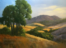California golden hills and oaks oil painting