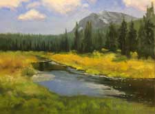 Cool water, Hat Creek Mt. Lassen Oil Painting Fishing Art