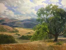 Golden California Afternoon Rolling Hills and Oaks art oil painting impressionist