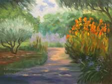 In the Butterfly Garden LA Arboretum oil painting