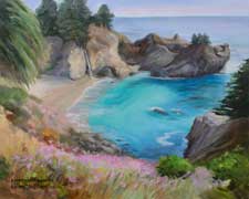 Julia Pfeiffer Beach Big Sur McWay Falls seascape oil painting