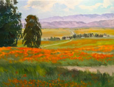 Poppy field panorama oil painting 9 x 12 lancaster california