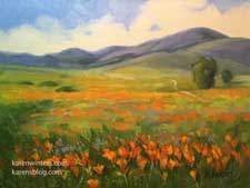 Poppy perfection Lancaster poppies oil painting California