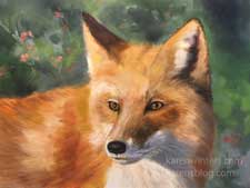 Red Fox wildlife portrait oil painting