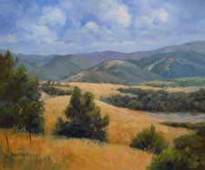 Rolling and Golden California landscape central coast hills oil painting 20 x 24 fine art for sale