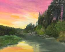 Russian River Sunset 8 x 10 painting