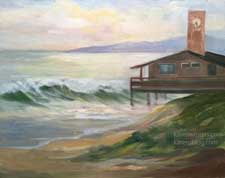 San Clemente Beach Clock Tower Lifeguard Station oil painting