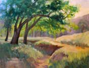 Sunrise in the Oaks - Tejon Ranch California impressionist oil painting by Karen Winters