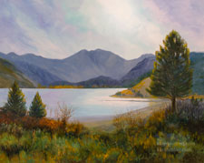 Sunset at June Lake Beach - 24 x 30 inch oil painting - Eastern Sierra, June Lake Loop, California art