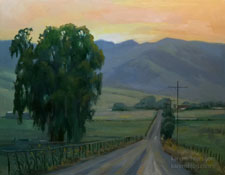 Sunset Backroad - Central California landscape oil painting