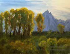 Grand Teton sunset sunshine landscape oil painting