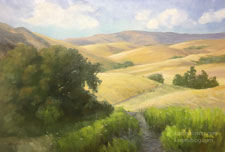 To Walk Through Hills of Gold California golden rolling hills oil painting 18 x 24