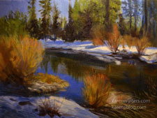 Truckee River Snowbank River oil painting