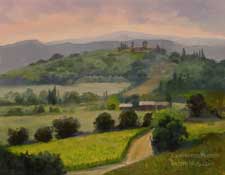 Tuscan Hill Country 14 x 18 inches oil painting