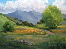 Where the Greener Grass Grows Visalia wildflower springtime oil painting