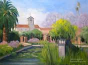 Mission San Juan Capistrano Fountain Oil Painting California mission painting by Karen Winters