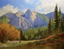 Cathedral Beach Yosemite Autumn oil painting