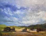 Chasing Clouds Carmel Valley Road Monterey ranch farm oil painting by Karen Winters 