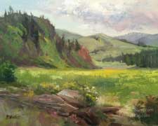 Colorado sunny meadow Rocky Mountains oil painting near Gunnison plein air wildflowers art