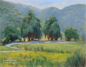 Fallbrook Country Road oil painting eucalyptus trees