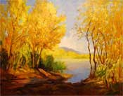 Hansen Dam Willows fall color oil painting