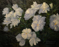 Iceberg white roses in garden oil painting