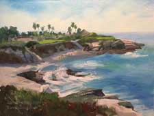 La Jolla Cove seascape oil painting San Diego marine ocean art contemporary impressionist plein air style artwork for sale Karen Winters