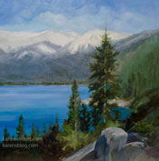 Lake Tahoe pine tree art oil painting