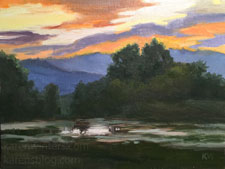 Peninsula Sunset Lower Crystal Springs Reservoir oil painting
