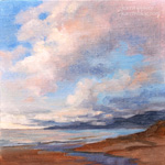 Malibu Memories Pt. Dume oil painting 6 x 6 pacific ocean art