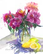 peony watercolor painting