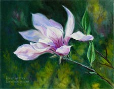 Pink Magnolia Tulip Tree Botanical Flower Oil Painting