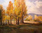 Poplar Windbreak, Bishop California Sierra oil painting