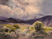 Sierra Storm Eastern Sierra Nevada Owens Valley stormy skies oil painting by Karen Winters KWinters