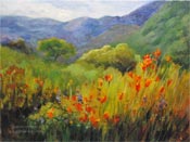 California Spring Poppies Hillside Oil Painting by Karen Winters