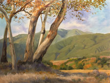 Sycamores and San Gabriels oil painting