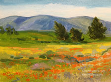 California Poppy Covered Hills landscape impressionist oil painting