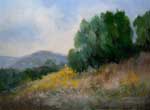 California landscape painting fields hills San Dimas Horsethief canyon pepper tree california sunflowers