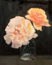 Two Peach Roses oil painting